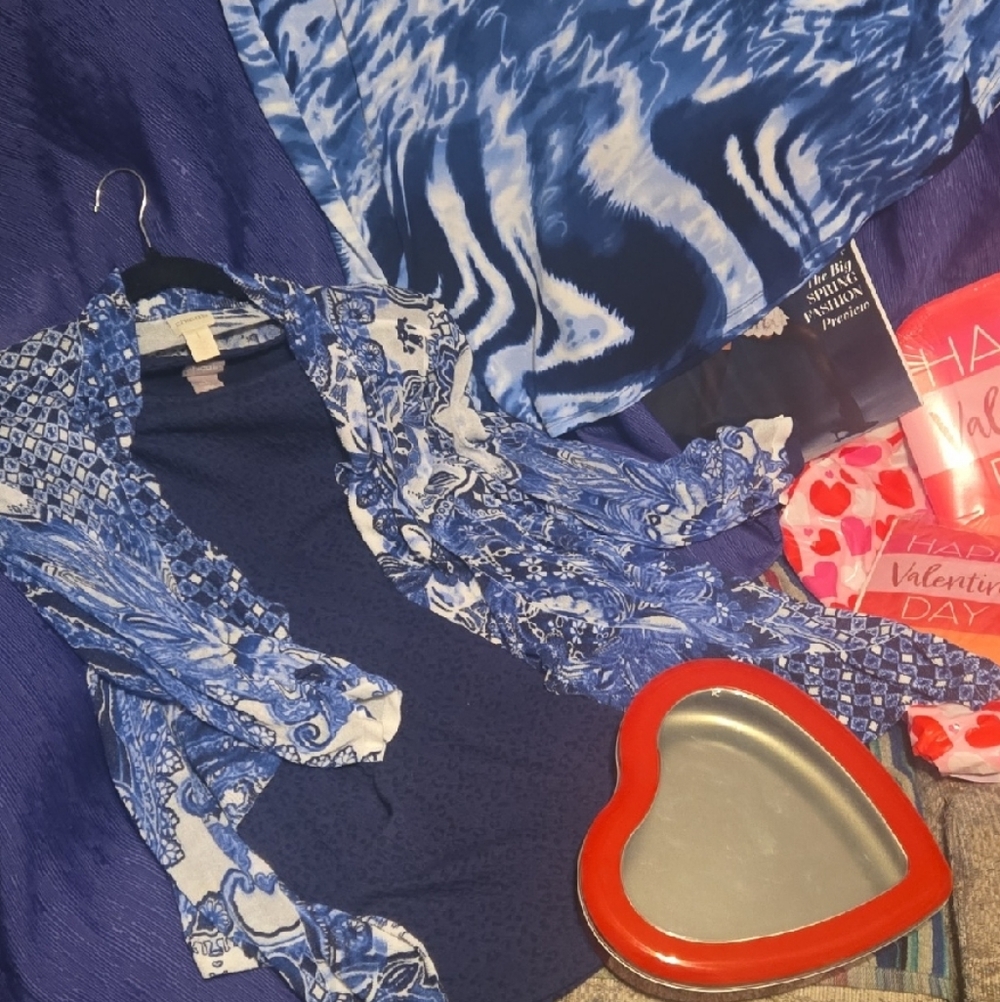 Blue and White Patterned Top - image 1